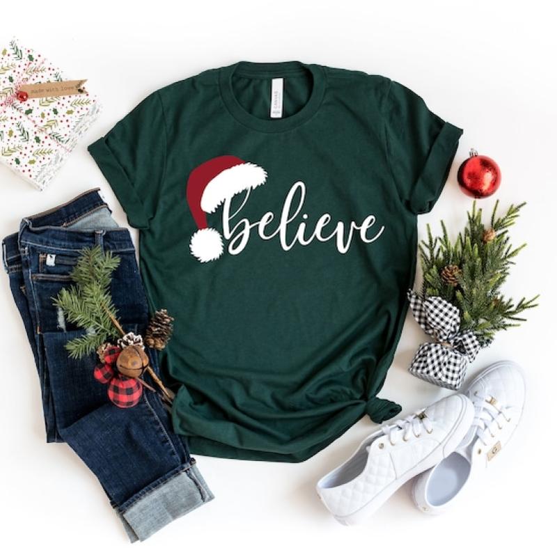 Believe Christmas Shirt, Christmas Believe Shirt Christmas Party Shirt Christmas T-Shirt, Christmas Family Shirt, Believe Shirt
