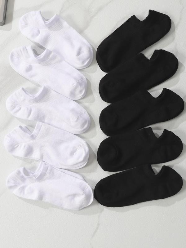 Women's 10 Pairs Solid Invisible Socks, Soft Comfort Minimalist Breathable Low Cut Socks for Lady Daily Wear, Women's Socks & Hosiery for All Seasons, Socks for Women, Casual Womenswear