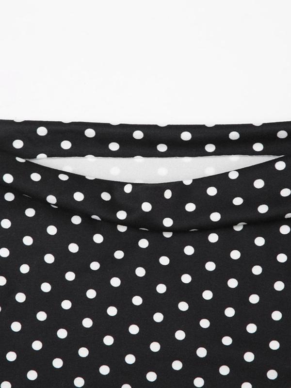 Women's Polka Dot Print Boat Neck Tee, Casual Long Sleeve T-shirt for Fall & Winter, Women's Clothing for Daily Wear