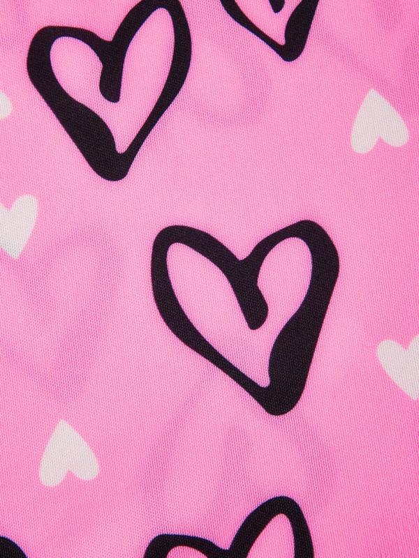 Women's Comfort Heart Print Elastic Waist Wide Leg Shorts, Summer Clothes Women, Lady Casual Comfy Shorts for Daily Wear, Women Fitted Bottoms for Summer, Womenswear