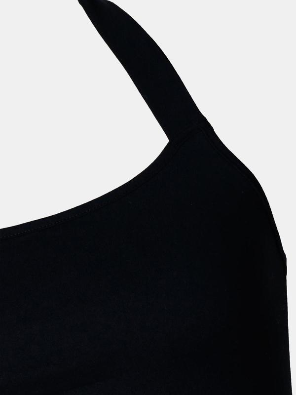  Ring Linked Backless Split Thigh Bodycon Dress, Solid Halter Neck Sleeveless Dress for Party Club Dating Wear, Women's Clothing for Summer