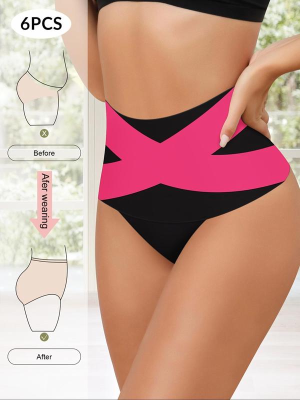 Women's Colorblock High Waist Thong, Casual Comfy Breathable Panty for Daily Wear, Ladies Underwear for All Seasons