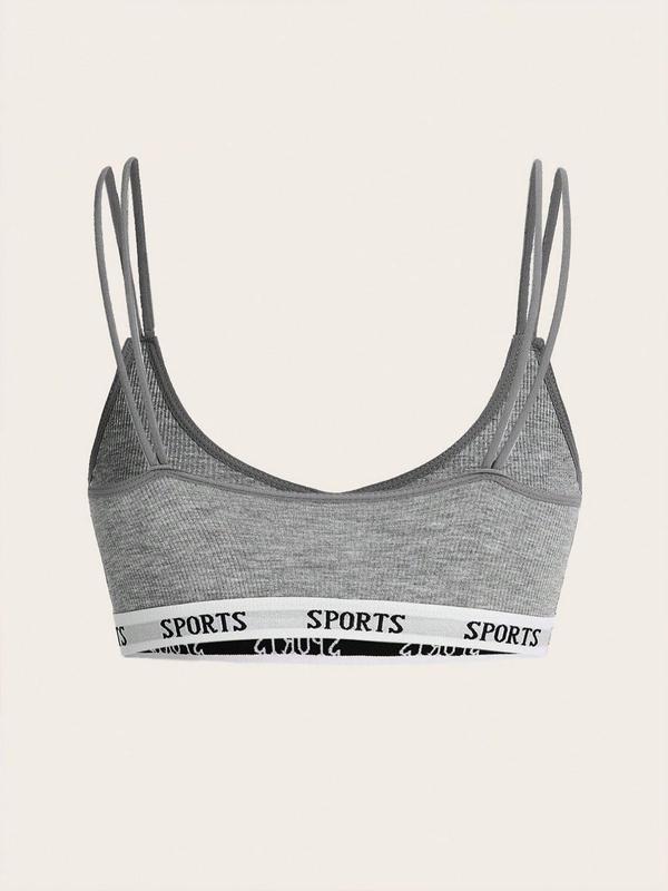 Women's Letter Print Cut Out Lingerie, Push Up Bra, Casual Comfort Breathable Double Strap Bra For Lady Daily Wear, Lingerie for Women, Womenswear, Ladies Back To School Underwear For All Seasons Daily Wear, 90s Clothes