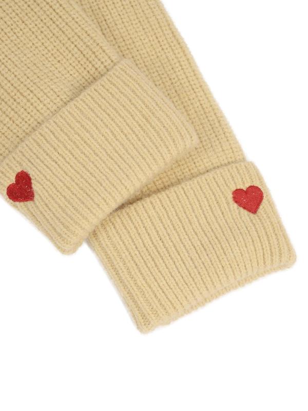 Women's Heart Print Drop Shoulder Sweater, Casual Long Sleeve Stand Collar Jumper for Fall & Winter, Fashion Ladies' Knitwear for Daily Wear