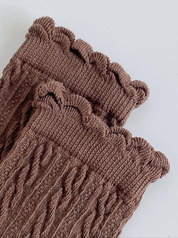 Women's 5 Pairs Textured Frill Trim Crew Socks, Soft Comfy Breathable Socks for Women, Multipack Mid Calf Socks for Daily Wear, Women's Socks & Hosiery