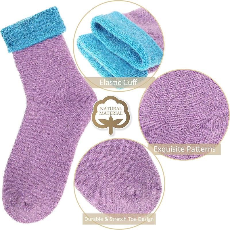 5 Pairs Women Merino Wool Socks rmal Hiking Winter Warm Thick Cozy Cabin Crew Comfy Socks for Ladies Womenswear Comfort Bridal Basic Minimalist