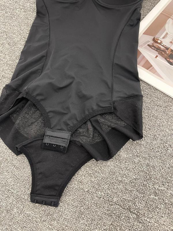 Women's Solid Ruched Sheer Cami Shapewear Bodysuit, Solid Adjustable Strap Shaper Bodysuit for Daily Wear, Body Shapewear, Tummy Hiding Clothes, Women's Shapewear for All Seasons, Womenswear, Fall Wear, Fallfreshness