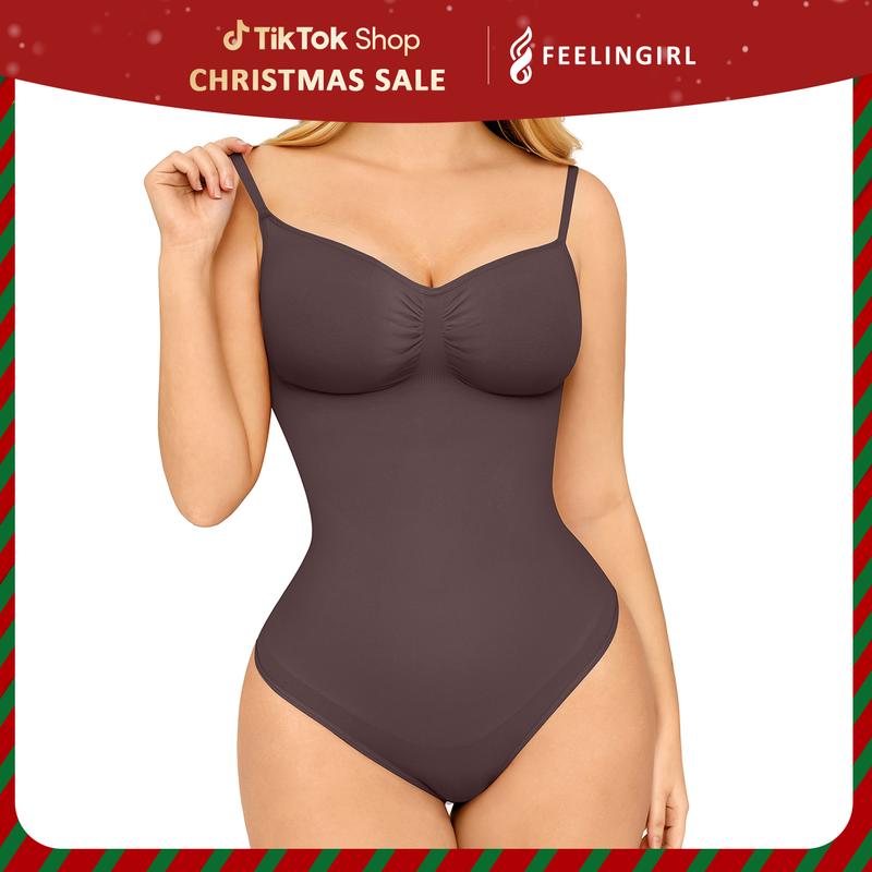 FeelinGirl Seamless Covered Bust Jumpsuit Thong Bodysuit Fit Womenswear Shaper Comfort Basic Shapewear