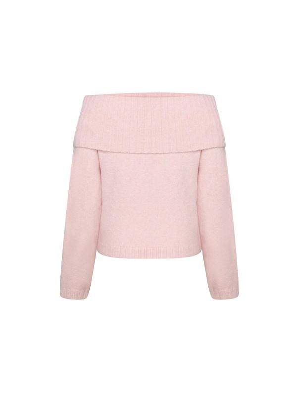 Women's Solid Color Off Shoulder Minimalist Sweater for Spring & Fall, Mean Girls Casual Chic Flattering Fit Long Sleeve Jumper, Women's Tops, Women's Sweaters Knitwear for Daily Wear, Women's Fall Clothing, Going Out Tops