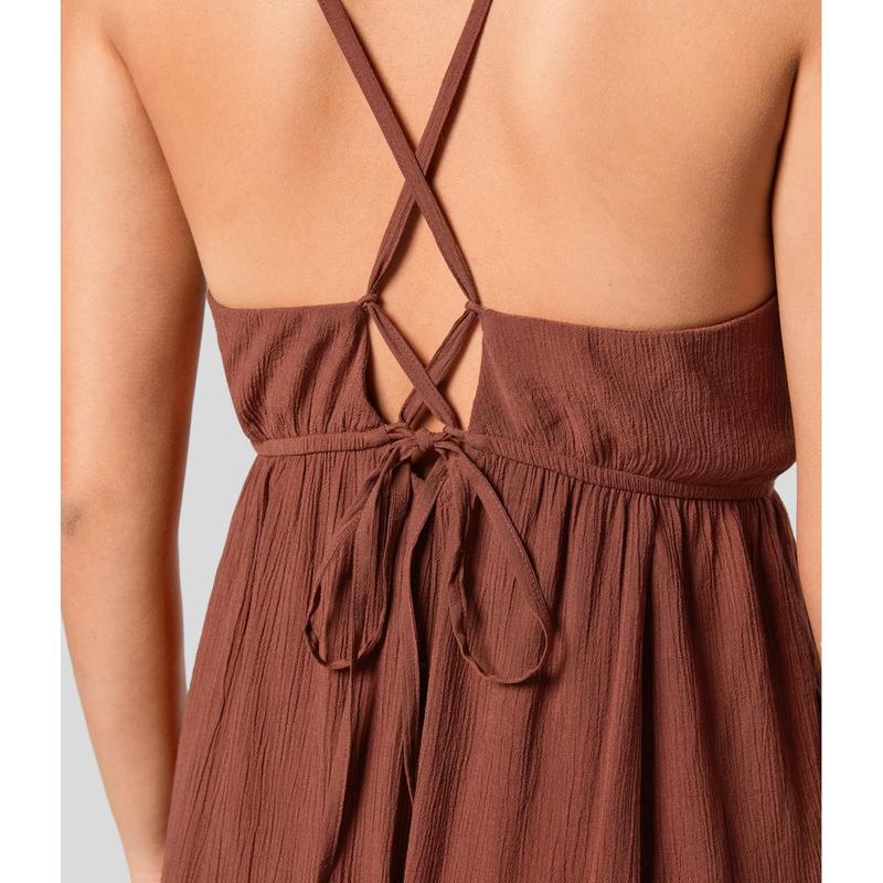 Halara Spaghetti Strap Backless Lace Up Plicated Side Pocket Resort Jumpsuit