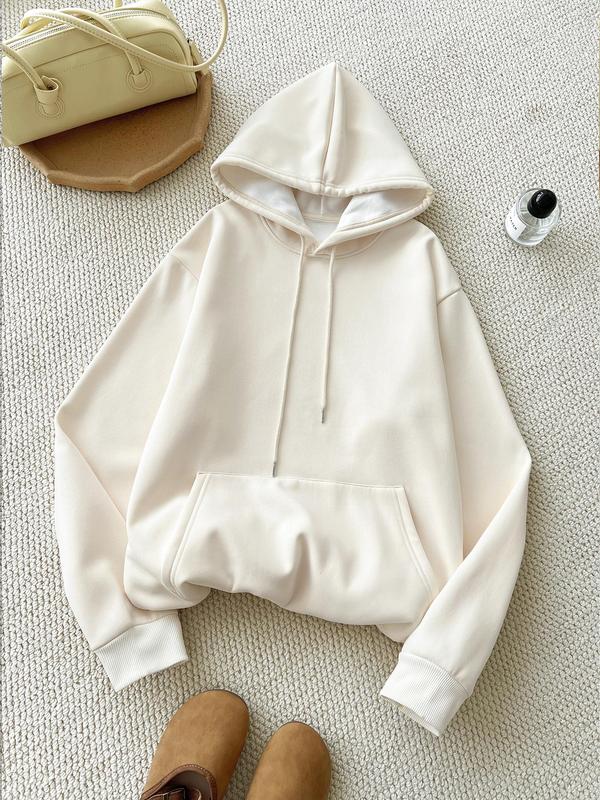 Women's Cherry & Letter & Leopard Print Drawstring Pocket Thermal Lined Hoodie, Casual Long Sleeve Hooded Sweatshirt for Fall & Winter, Women's Clothes for Daily Wear