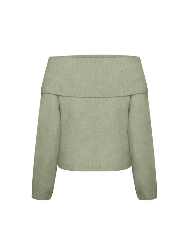 Women's Solid Color Off Shoulder Minimalist Sweater for Spring & Fall, Mean Girls Casual Chic Flattering Fit Long Sleeve Jumper, Women's Tops, Women's Sweaters Knitwear for Daily Wear, Women's Fall Clothing, Going Out Tops