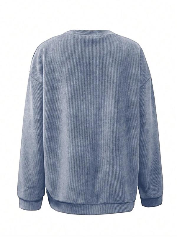 Women's Leopard & Bull Head Print Drop Shoulder Sweatshirt, Casual Long Sleeve Round Neck Pullover for Daily Wear, Ladies Clothes for All Seasons