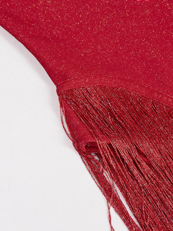 Women's Plain Fringe Trim Tube Bodycon Dress, Elegant Sleeveless Maxi Dress for Party Club Dating Wear, Ladies Summer Clothes