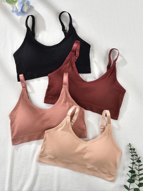 Women's Plain Seamless Push Up Wireless Bra & Scallop Trim Knicker Underwear Set, Casual Adjustable Strap Lingerie Set, Bra and Panty Set, Soft Comfy Breathable Underwear Set for Women