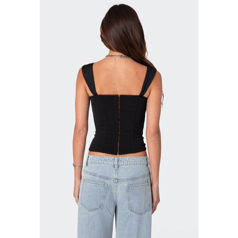 Marcella Wide Strap Mesh Corset