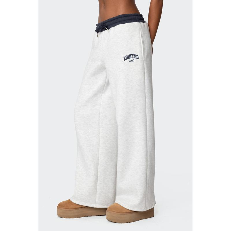 Edikted Contrast Embroidered Sweatpants