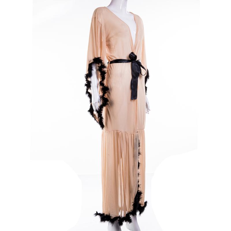 Women Long Sleeve Plush Robe Luxury Kimono See Through Extra Long Babydoll Nightgown Dress