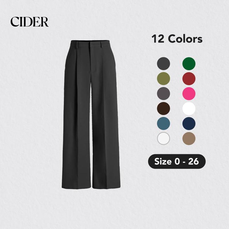 [12 colors, US size 0-26] High Waist Pleated Wide Leg Pants