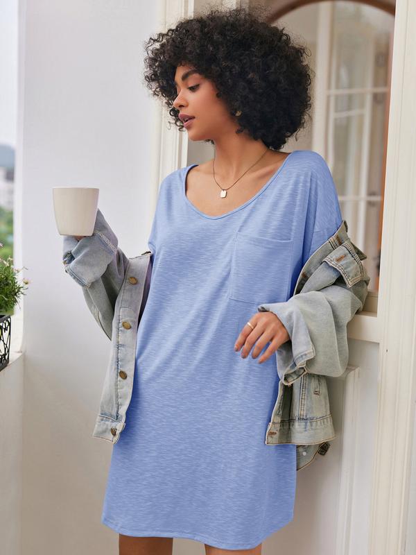 Womens Tshirt Nightgown Cotton V Neck Sleepshirts Comfy Casual Nightshirt for Women Comfortable Fit Loose