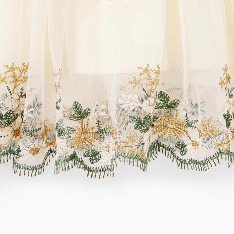 PatPat Family Matching Sets Green Long Sleeves Shirt or Ribbed Off-Shoulder Embroidered Tulle Dress